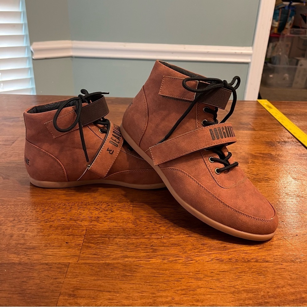 Doughnuts and Deadlifts unisex Brown High-Top Shoes lifting size women 8 men 6